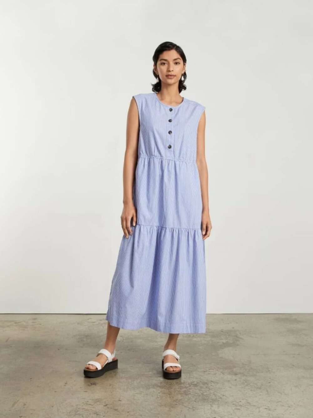 Everlane Cotton Tiered Midi Dress